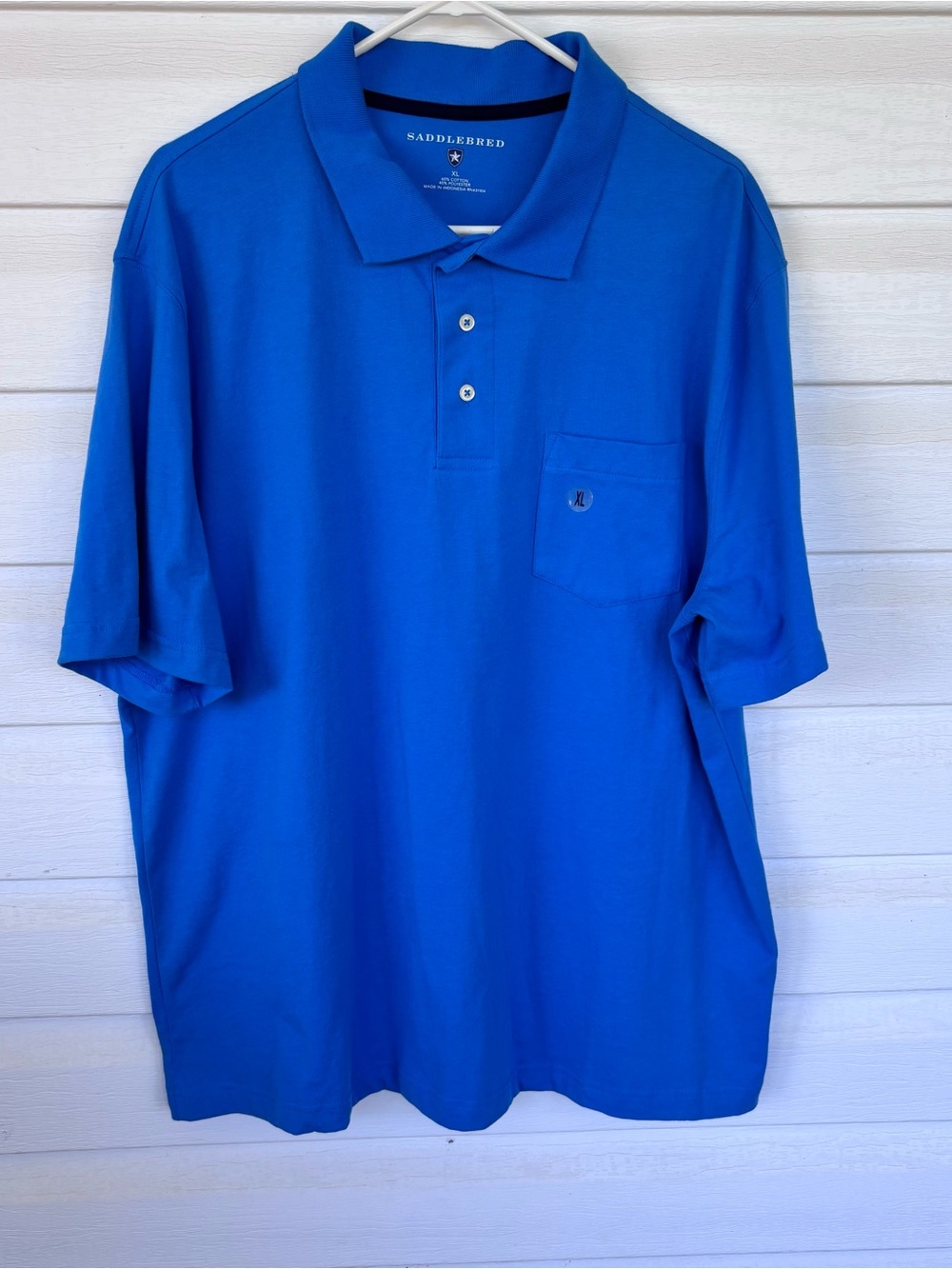Saddlebred Men's Blue NWT Short Sleeve Polo Shirt with Pocket Size XL